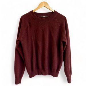 Quince Women's Mongolian Shrunken Cashmere Sweatshirt Burgundy OxBlood Large